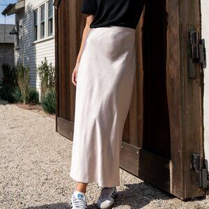 NWT Baltic Born Celeste Satin Midi Skirt | Champagne Size S